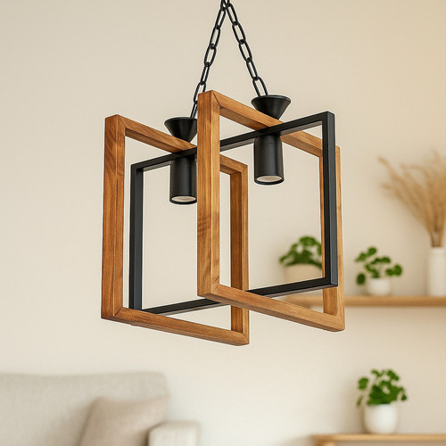لوستر 2 شعله شاهان تک مدل WOOD 8