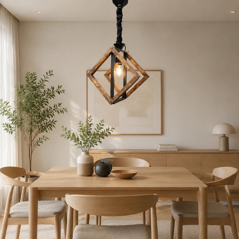 لوستر 1 شعله شاهان تک مدل wood.17
