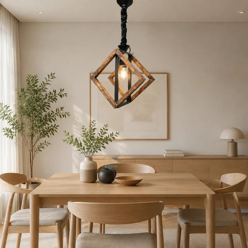 لوستر 1 شعله شاهان تک مدل wood.17