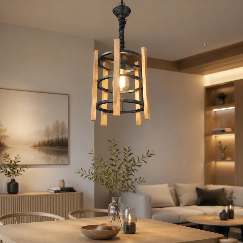 لوستر 1 شعله شاهان تک مدل WOOD.15