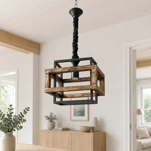 لوستر 1 شعله شاهان تک مدل wood.18