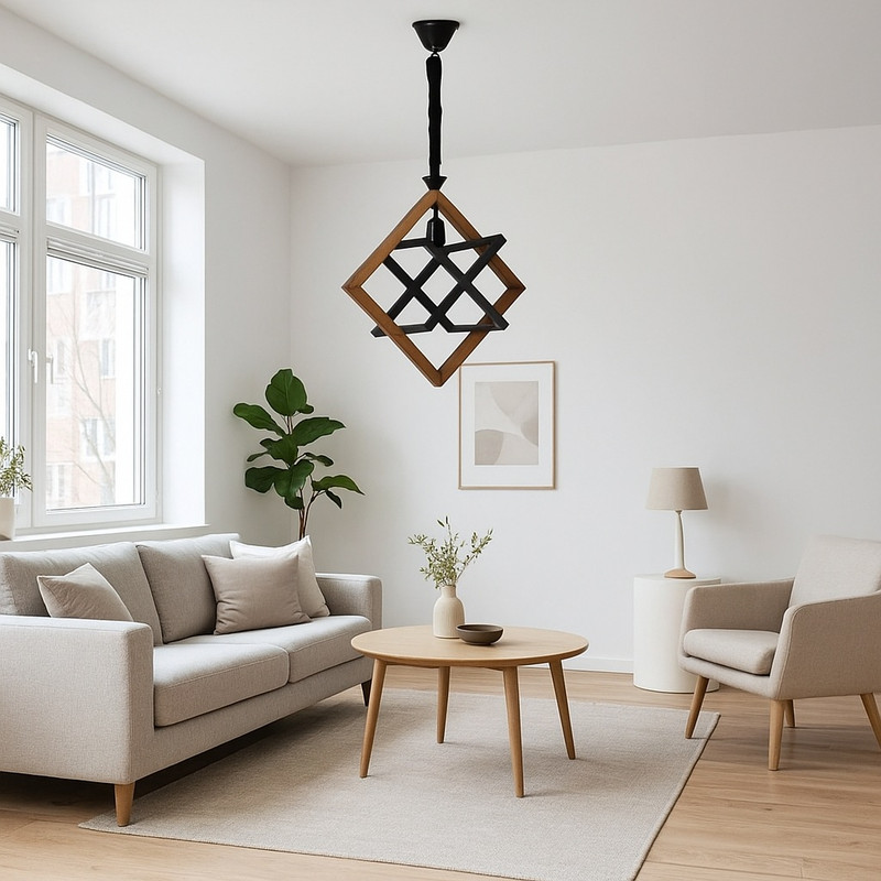 چراغ آویز شاهان تک مدل wood 4
