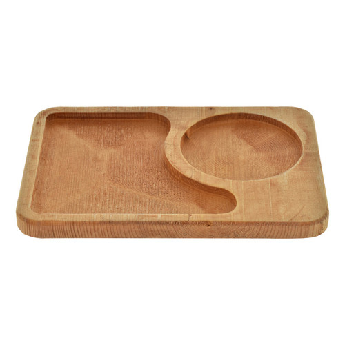 ظرف سرو ال وی مدل چای و کیک، زیرلیوانی و تخته سرو چوبی مستطیلی با ابعاد 20x14x1.5 سانتیمتر و وزن 100 گرم، غیرقابل شستشو