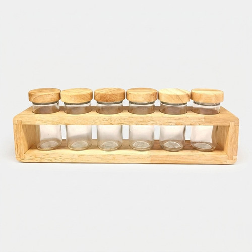 ست جا ادویه 6 پارچه لیمون مدل چوبی کد TP2306 به همراه استند