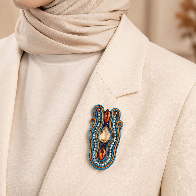 گل سینه دست ساز زنانه بومی مدل 05