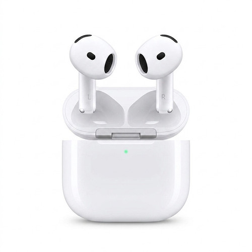 هدفون بلوتوثی اپل مدل AirPods 4 فاقد قابلیت نویز کنسلینگ، درگاه شارژ USB Type-C، شارژ بی سیم، با قابلیت اتصال به چند دستگاه، پشتیبانی از فرمان لمسی، نشانگر LED، پشتیبانی از دستیار صوتی، مقاوم در برابر آب