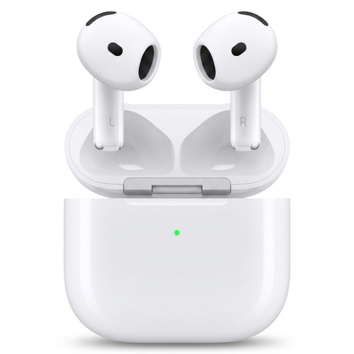 هدفون بلوتوثی اپل مدل AirPods 4 دارای نویز کنسلینگ، درگاه شارژ USB-Type-C و شارژ بی سیم، با قابلیت اتصال به چند دستگاه، پشتیبانی از فرمان لمسی و دستیار صوتی، نشانگر LED، مقاوم در برابر پاشش آب و گرد و غبار
