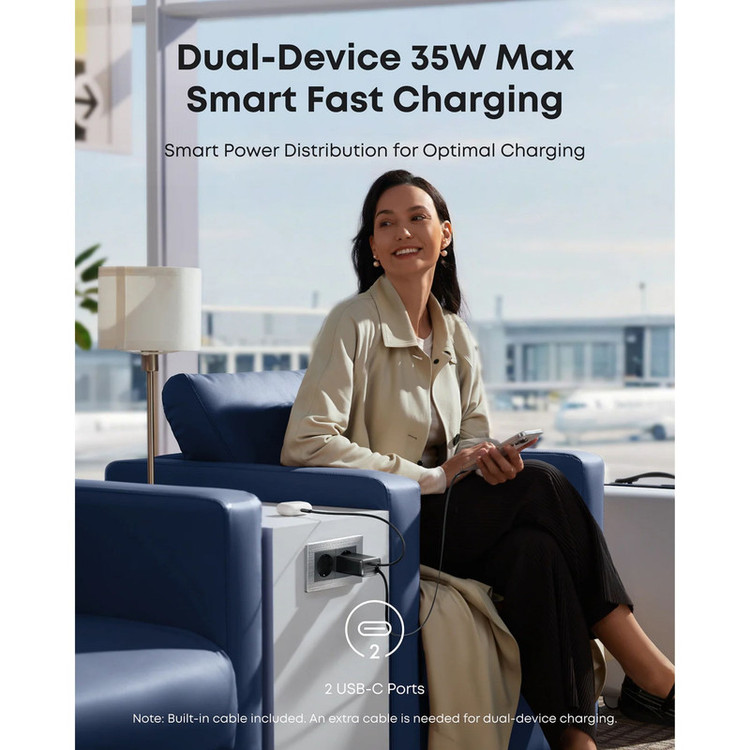 شارژر دیواری 35 وات انکر مدل A2658 به همراه کابل USB-C