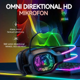 هدست گیمینگ Onikuma مدل X22 بدون قابلیت نویز کنسلینگ، درگاه USB، دارای نورپردازی RGB، امپدانس 32 اهم