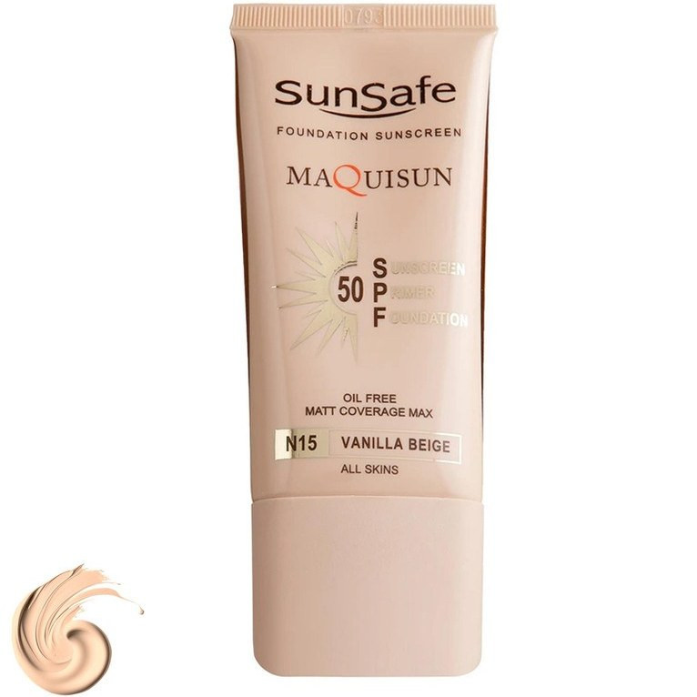 کرم ضد آفتاب رنگی صورت سان سیف SPF 50 مدل Maquisun N15 محافظت در برابر UVA و UVB مناسب برای انواع پوست حجم 40 میلیلیتر