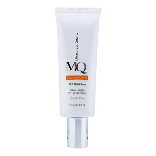 کرم ضدآفتاب رنگی ام کیو SPF50 مدل LIGHT BEIGE، مناسب پوستهای چرب، حجم 55 میلیلیتر