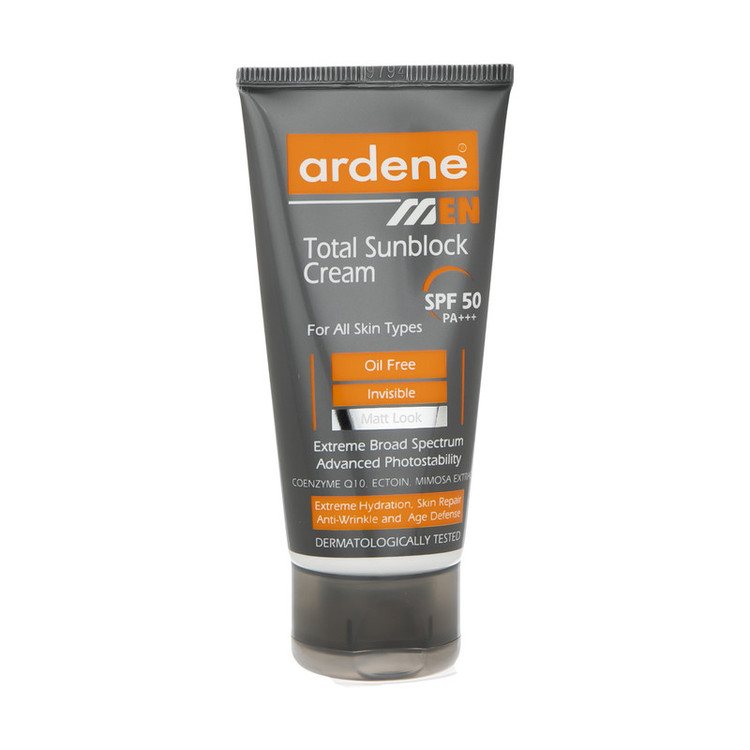 کرم ضدآفتاب بیرنگ آردن SPF50 مدل Total Sun Block مناسب انواع پوست وزن 50 گرم