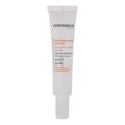 کرم ضد آفتاب بدون رنگ ورونیک SPF50 مدل Anti Age محافظ UVA ،UVB، مناسب پوست چرب حجم 40 میلیلیتر