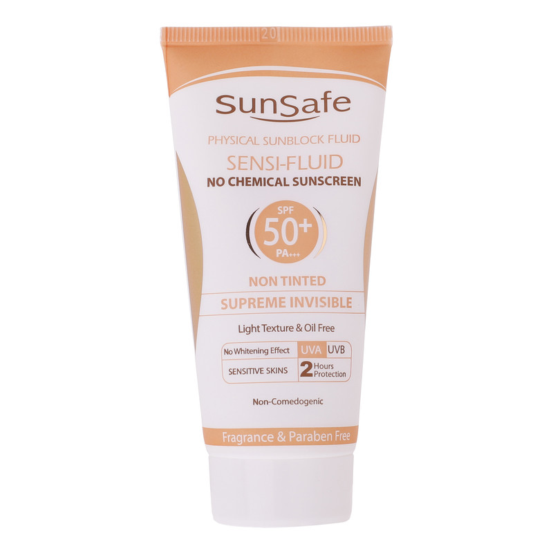 کرم ضد آفتاب بدون رنگ سان سیف SPF 50 مدل SENSI ‌مناسب پوست‌های حساس حجم 50 میلی لیتر