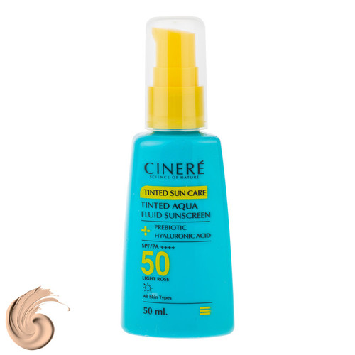 فلوئید ضد آفتاب رنگی لایت رز صورت سینره SPF 50 مدل AQUA محافظ UVA ،UVB و ++++PA مناسب برای انواع پوست حجم 50 میلیلیتر