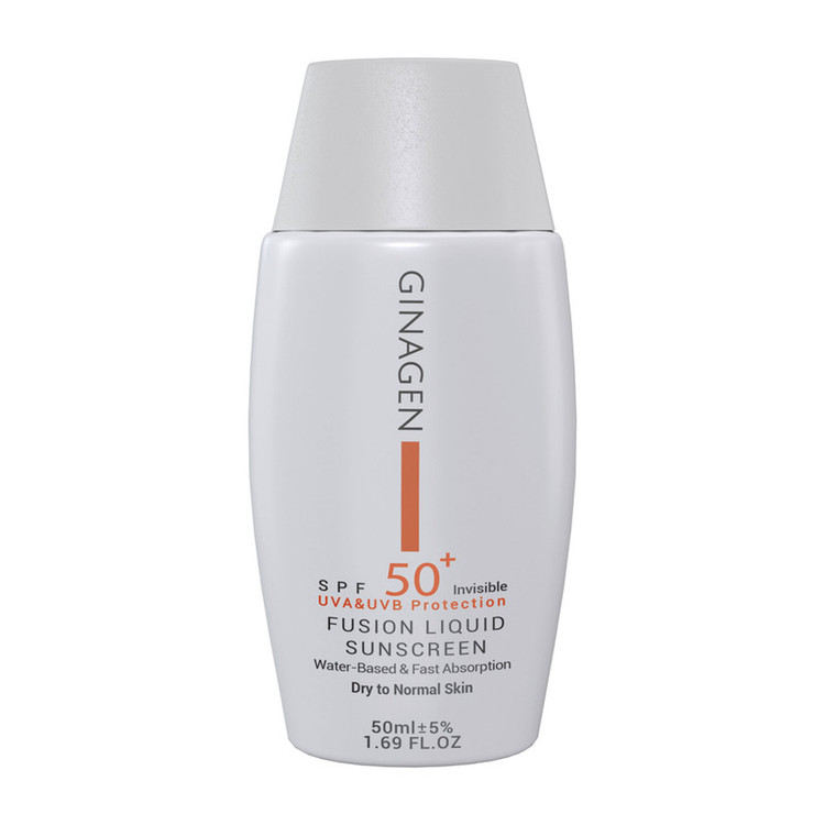 کرم ضد آفتاب بدون رنگ ژیناژن SPF 50 مدل Fusion Liquid مناسب پوستهای خشک و معمولی حجم 50 میلیلیتر