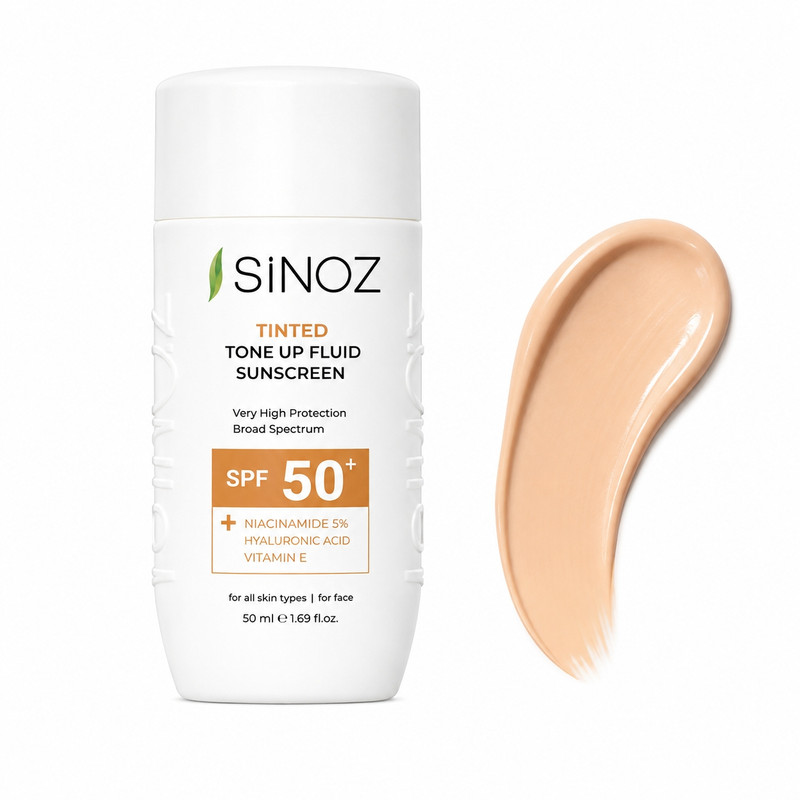 کرم ضد آفتاب رنگی صورت سینوز SPF 50+ مدل Tone-Up محافظ در برابر اشعه UVA و UVB مناسب برای انواع پوست حجم 50 میلیلیتر