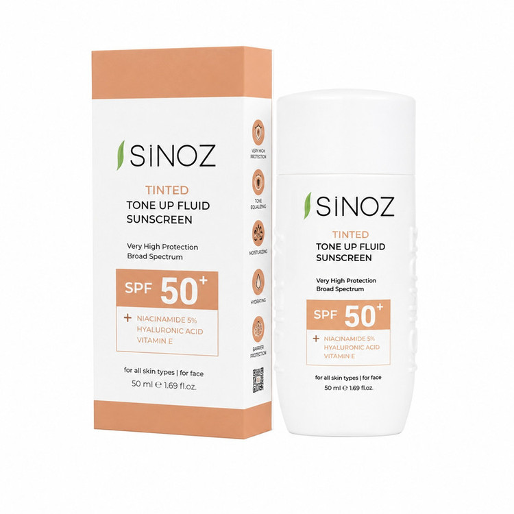 کرم ضد آفتاب رنگی صورت سینوز SPF 50+ مدل Tone-Up محافظ در برابر اشعه UVA و UVB مناسب برای انواع پوست حجم 50 میلیلیتر