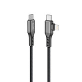 کابل تبدیل USB-C به USB-C/لایتنینگ بودی مدل DC253TTL12B طول 1.2 متر