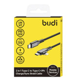 کابل تبدیل USB-C به USB-C/لایتنینگ بودی مدل DC253TTL12B طول 1.2 متر