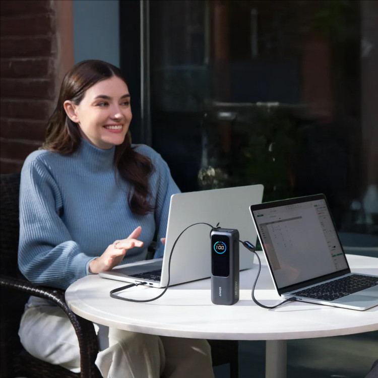 پاوربانک 100 وات انکر مدل A1695 ظرفیت 25000 میلی آمپر ساعت به همراه دو کابل USB-C