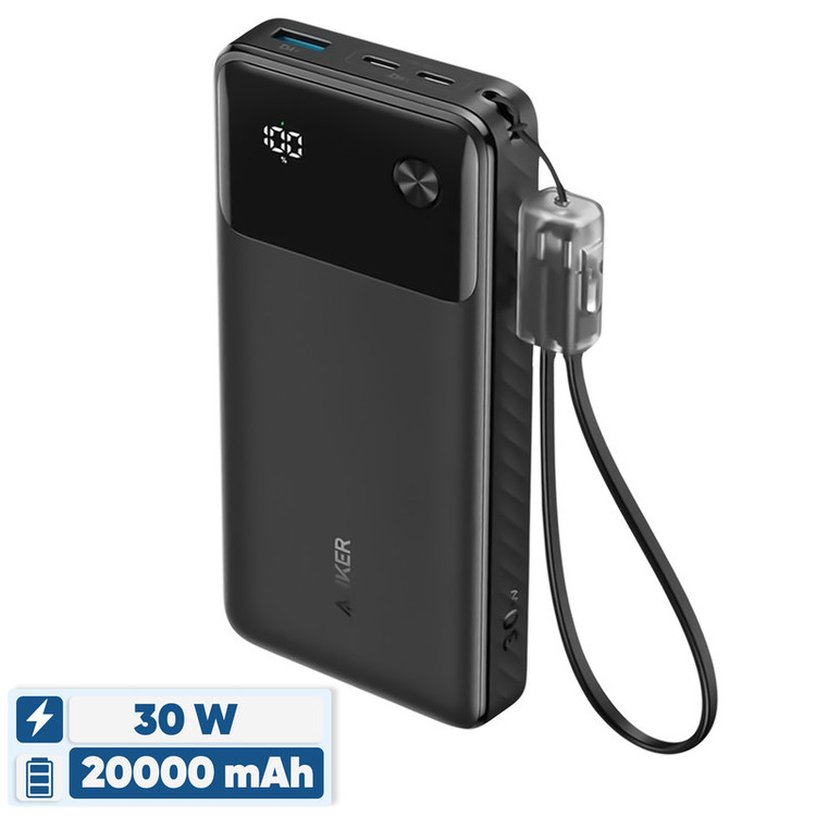پاوربانک 30 وات انکر مدل A1384 ظرفیت 20000 میلی آمپر ساعت به همراه کابل USB-C