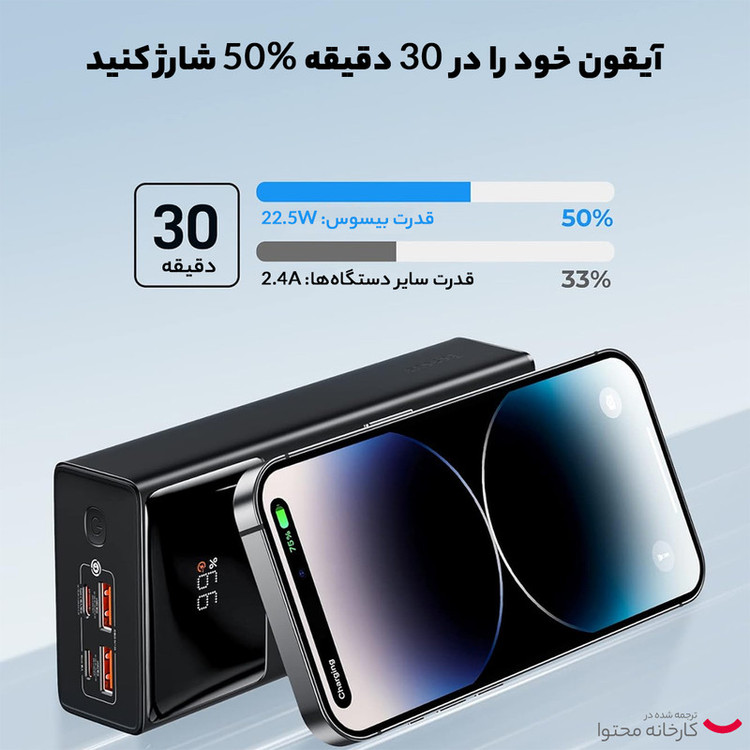 پاوربانک بیسوس مدل STAR-LORD-P10022905 ظرفیت 30000 میلی آمپر ساعت